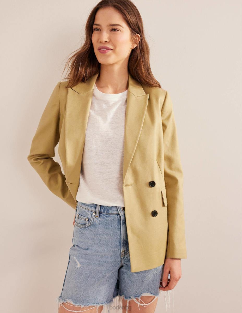 облекло Boden ленена тениска с кръгла яка слонова кост Жени LL681898