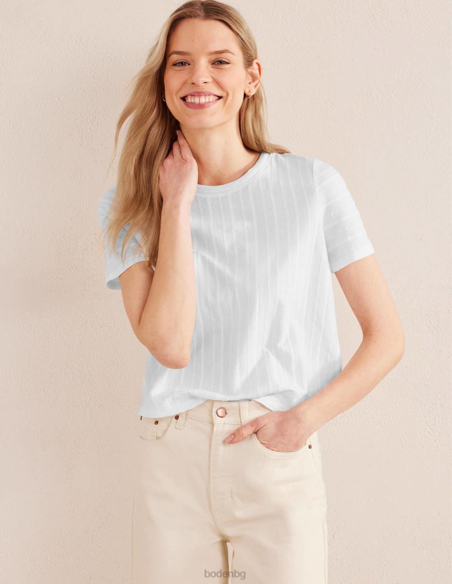 облекло Boden тениска с текстурирано трико бяло Жени LL681899