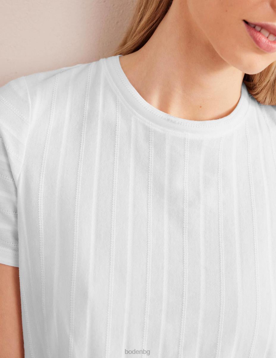 облекло Boden тениска с текстурирано трико бяло Жени LL681899