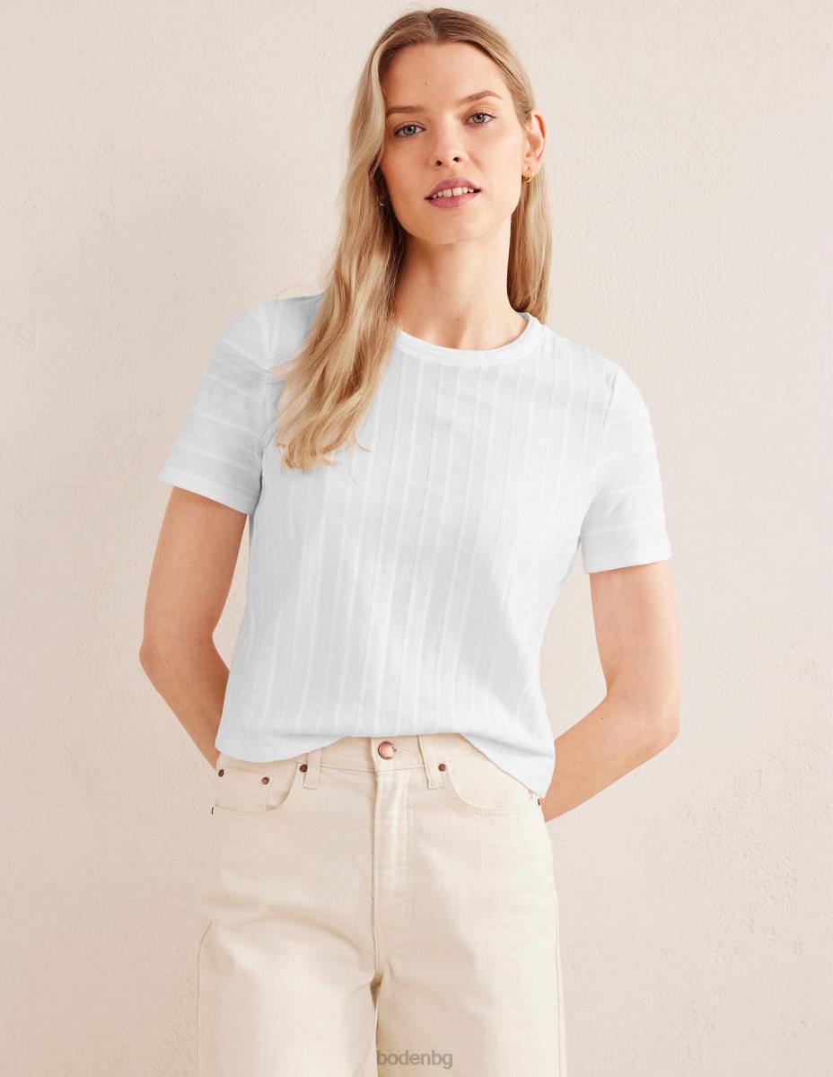 облекло Boden тениска с текстурирано трико бяло Жени LL681899