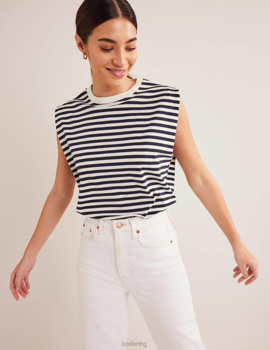облекло Boden перфектно памучно горнище без ръкави слонова кост/морско синьо райе Жени LL681904
