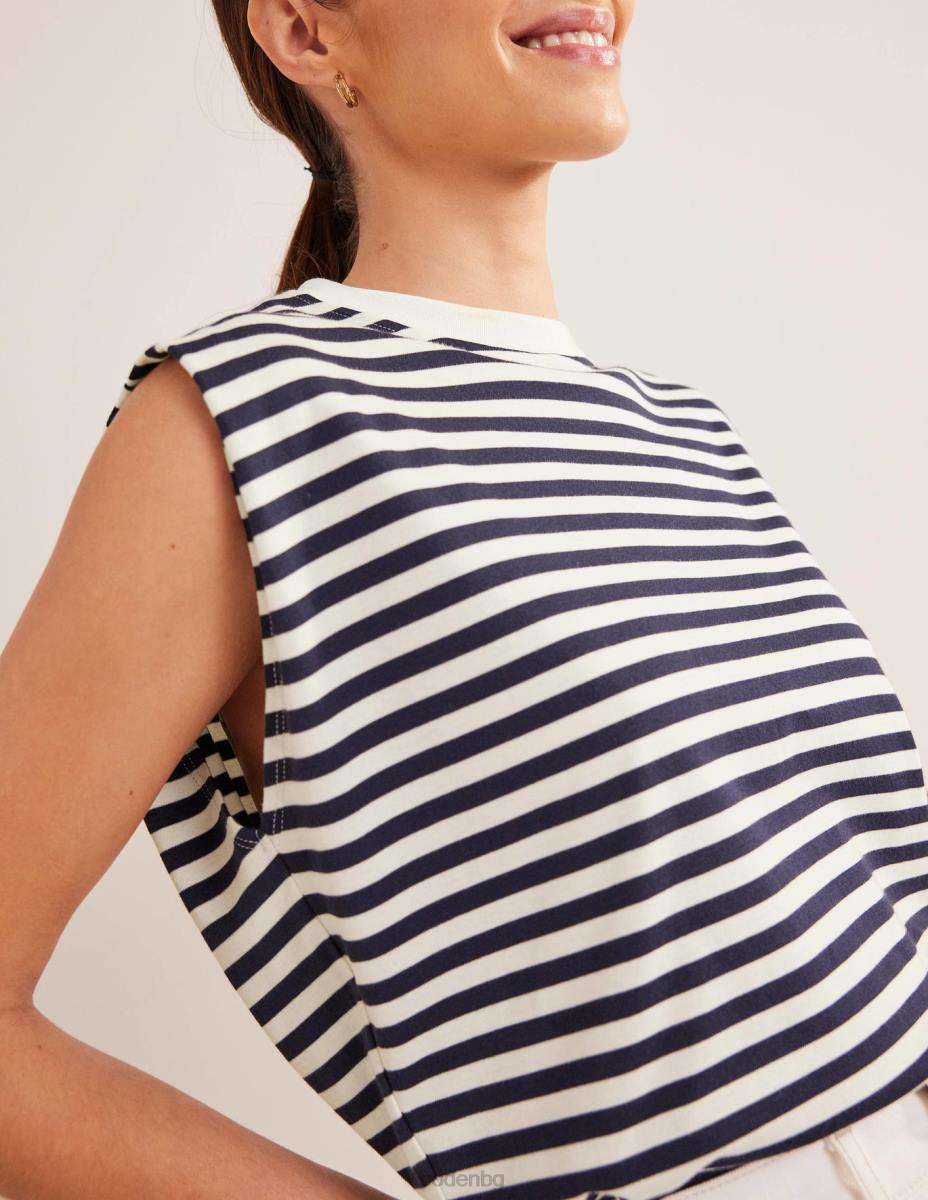 облекло Boden перфектно памучно горнище без ръкави слонова кост/морско синьо райе Жени LL681904