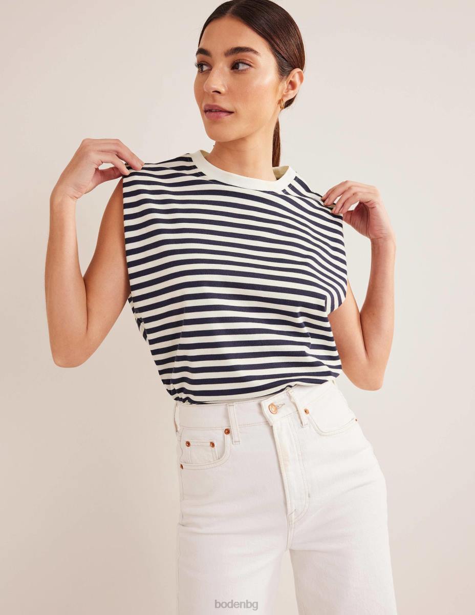 облекло Boden перфектно памучно горнище без ръкави слонова кост/морско синьо райе Жени LL681904