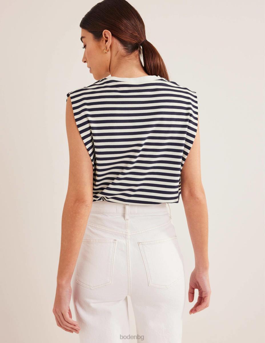 облекло Boden перфектно памучно горнище без ръкави слонова кост/морско синьо райе Жени LL681904