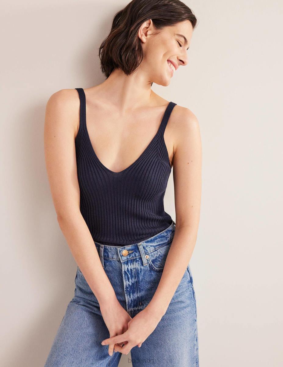 облекло Boden жилетка с оребрено горнище военноморски флот Жени LL681921