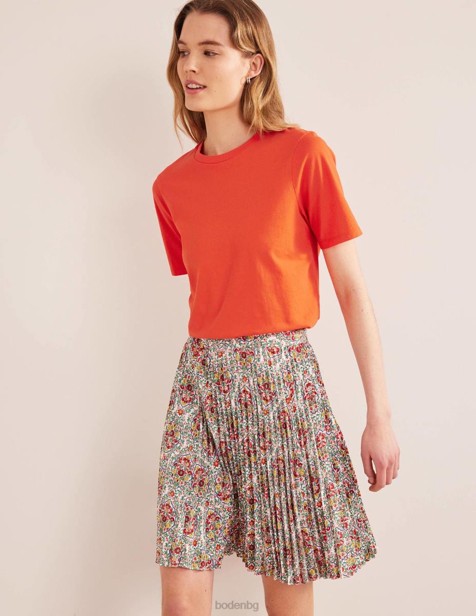 облекло Boden тениска с кръгла яка от чист памук червен поп Жени LL681928