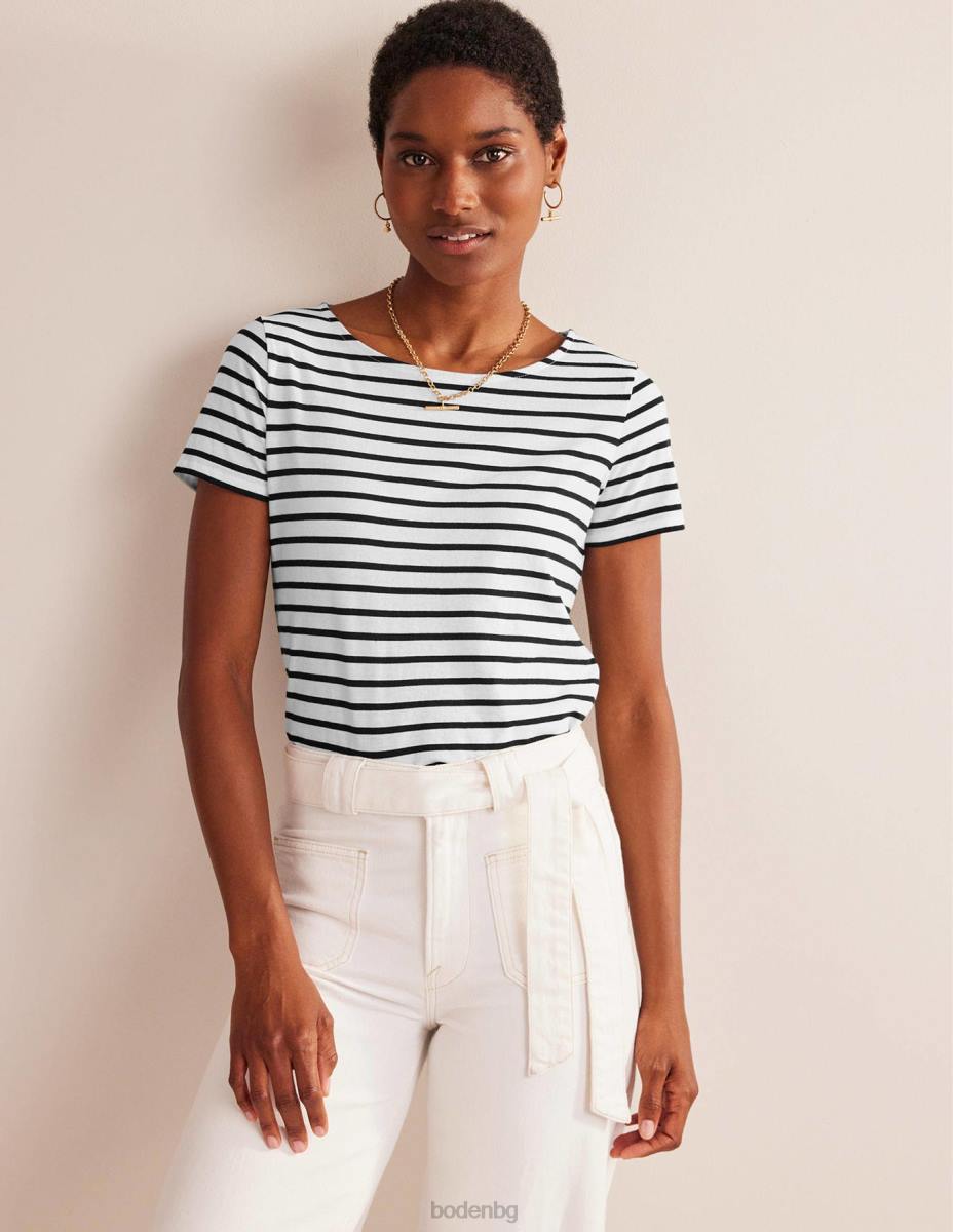 облекло Boden ела бретон с къс ръкав слонова кост и черно Жени LL68193