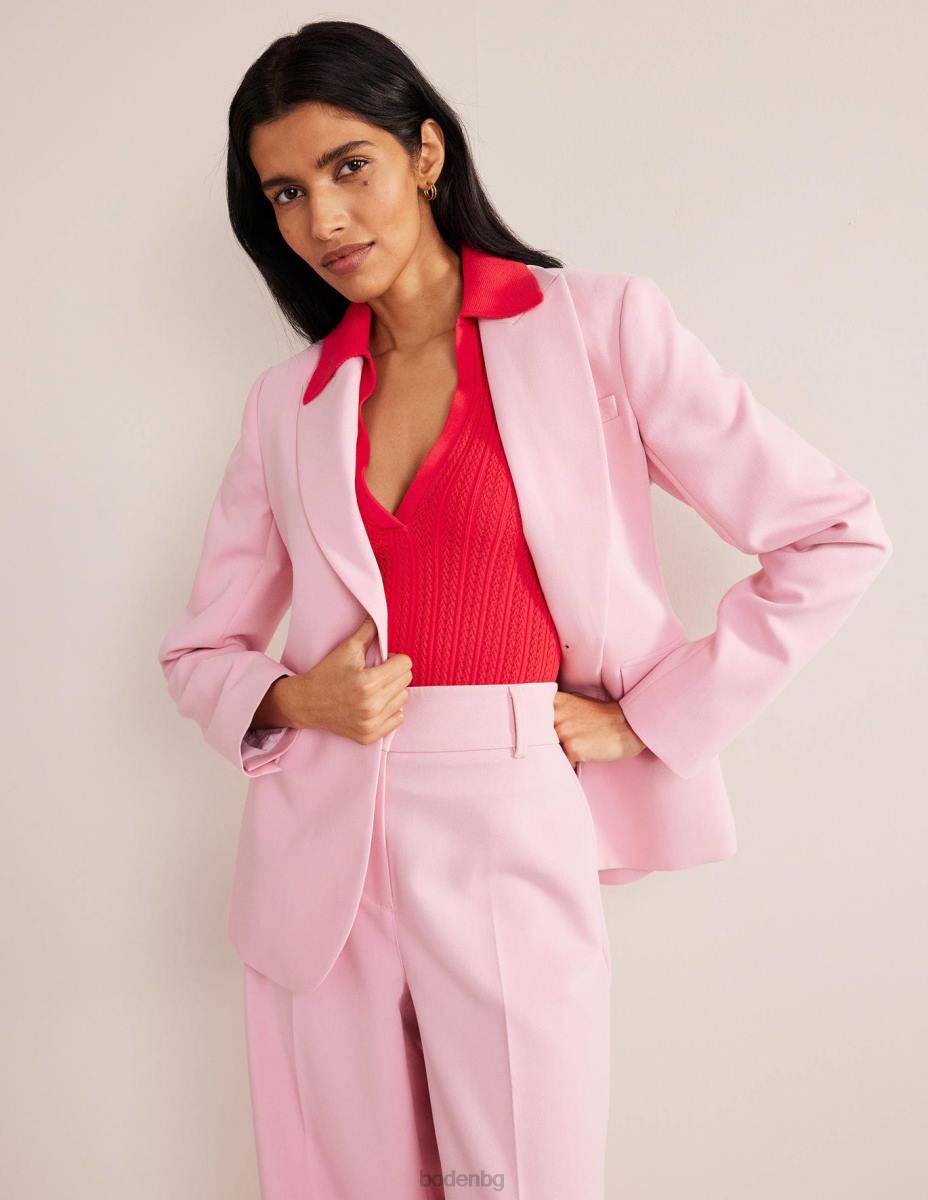 облекло Boden оребрена горна част с яка ягодов тарт червен Жени LL681930