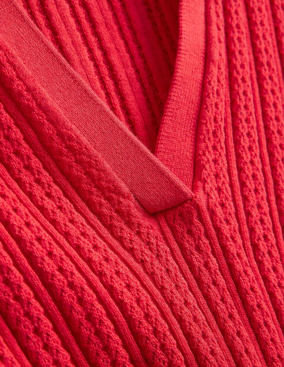 облекло Boden оребрена горна част с яка ягодов тарт червен Жени LL681930