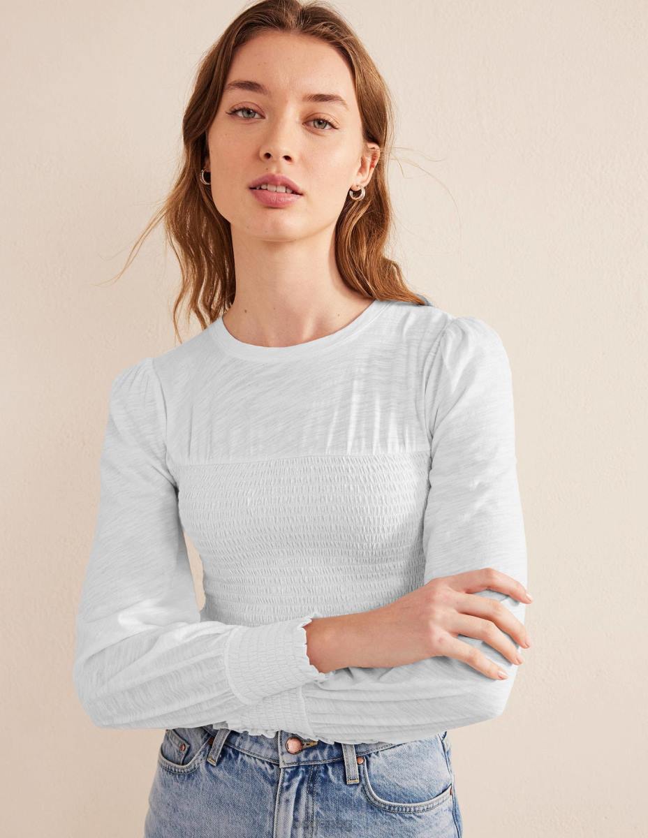 облекло Boden памучен топ с елече бяло Жени LL681944