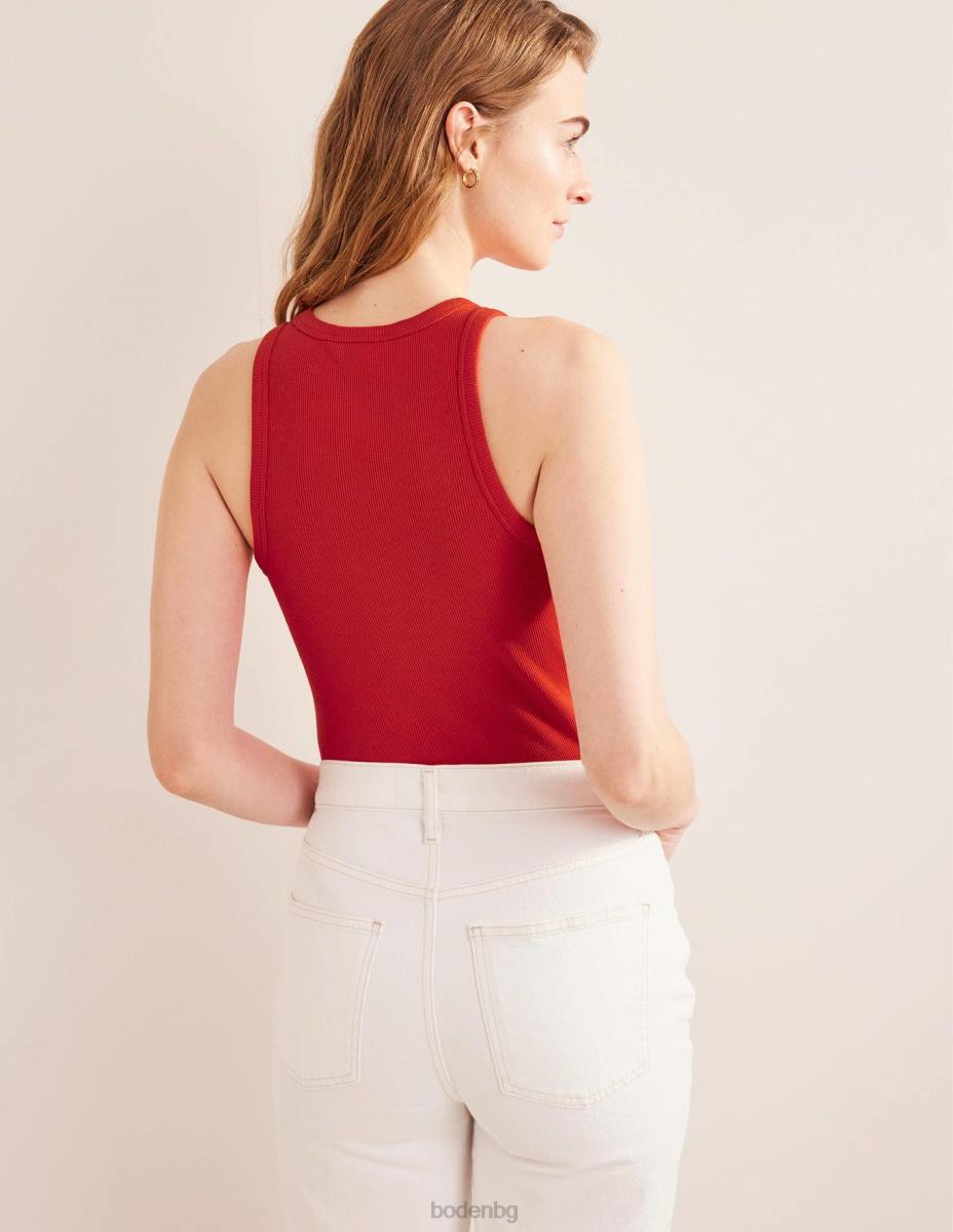 облекло Boden памучна рипсена жилетка червен поп Жени LL681946