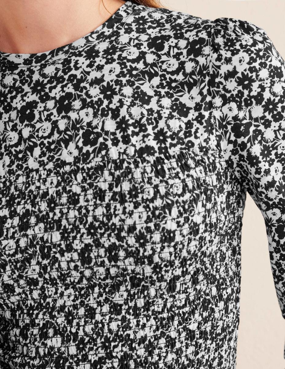 облекло Boden памучен топ с елече черен цъфтеж Жени LL681950