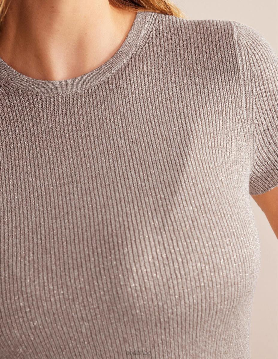 облекло Boden изрязана блестяща трикотажна тениска въже блясък Жени LL681952