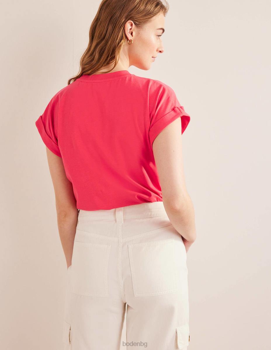 облекло Boden обърната назад тениска фестивално розово Жени LL681965