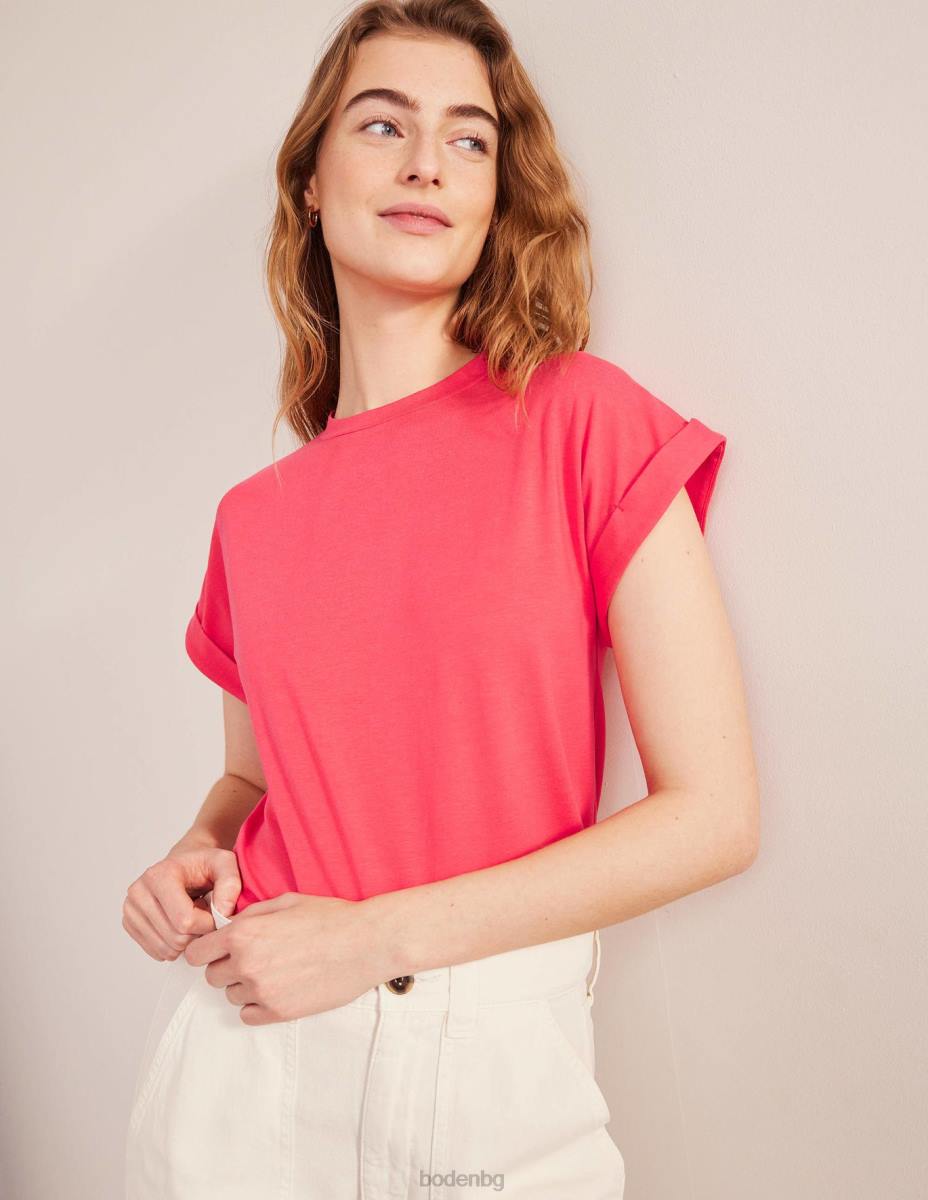 облекло Boden обърната назад тениска фестивално розово Жени LL681965