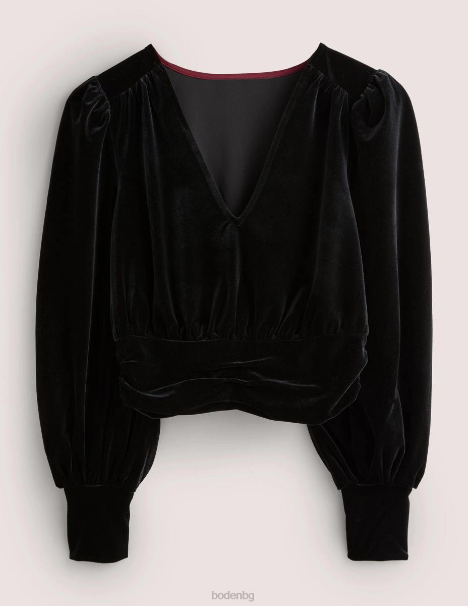 облекло Boden изрязан топ от кадифена блузон черен Жени LL681966