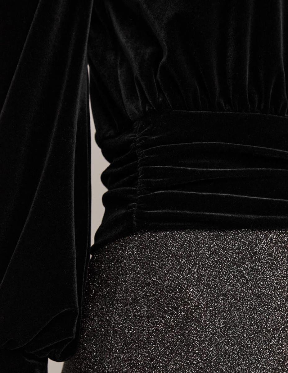 облекло Boden изрязан топ от кадифена блузон черен Жени LL681966