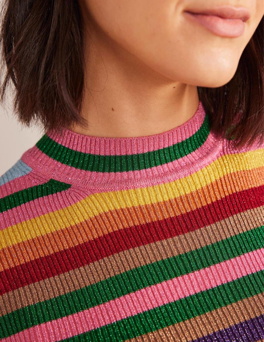 облекло Boden искряща горна част с висока яка блясък много райе Жени LL681977