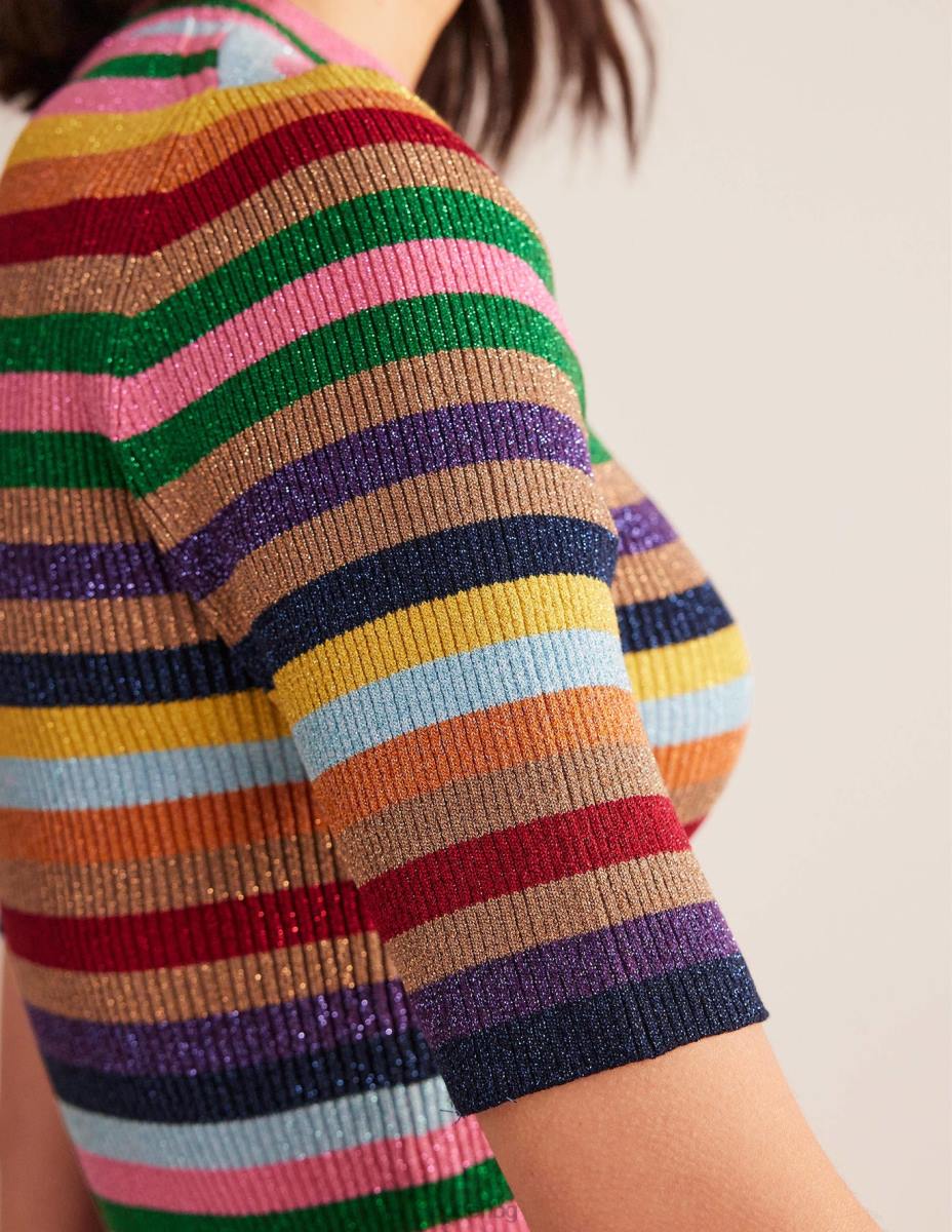 облекло Boden искряща горна част с висока яка блясък много райе Жени LL681977