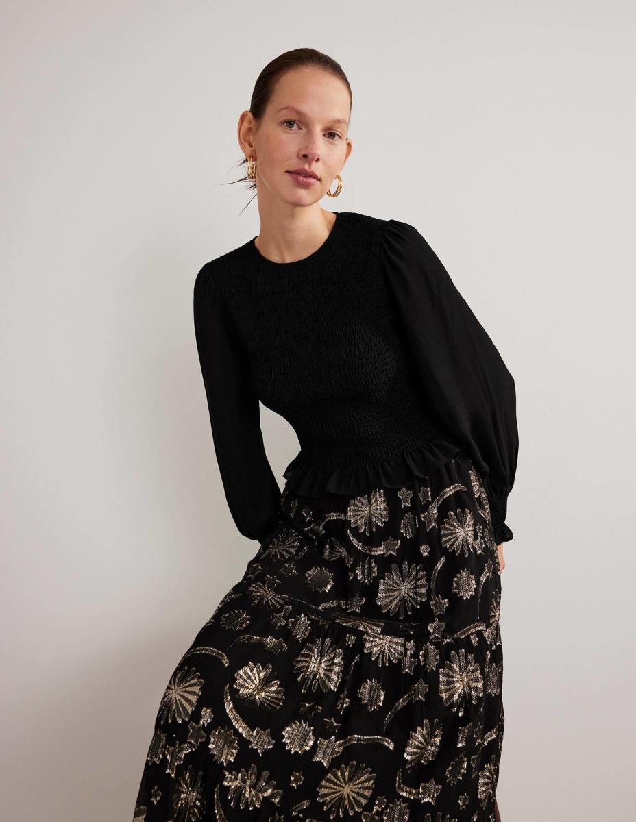 облекло Boden пушен елече с кръгла яка черен Жени LL681978