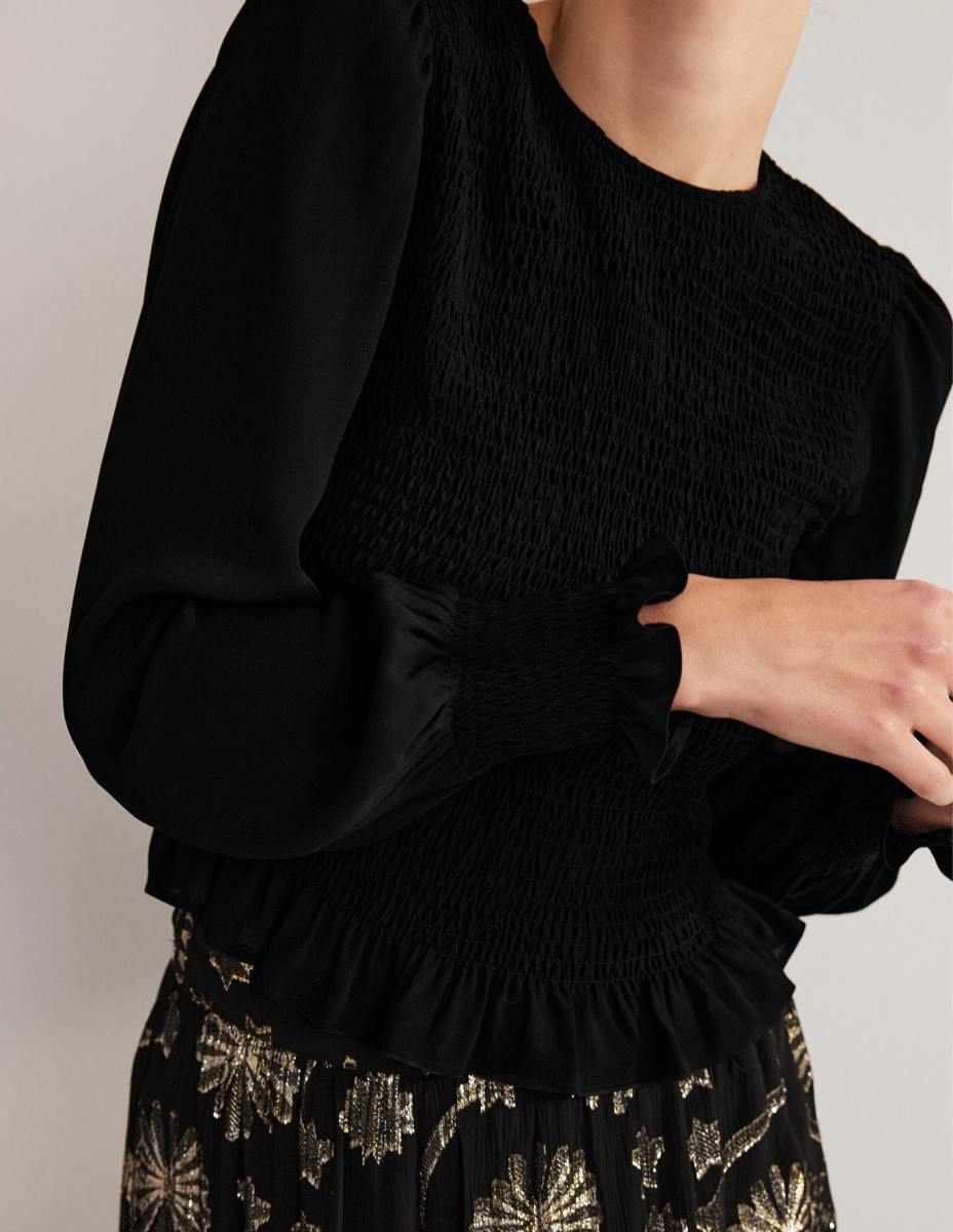 облекло Boden пушен елече с кръгла яка черен Жени LL681978