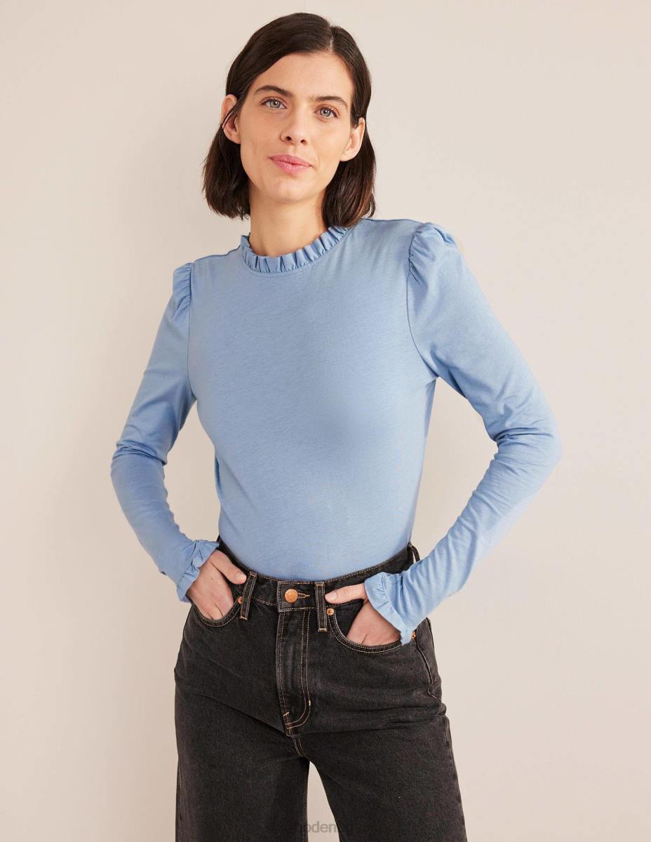 облекло Boden горна част със супермеки волани делф синьо Жени LL681990