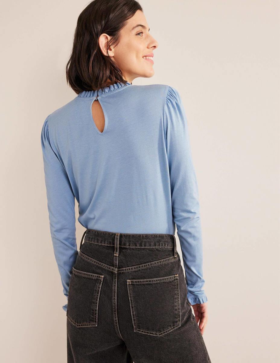 облекло Boden горна част със супермеки волани делф синьо Жени LL681990