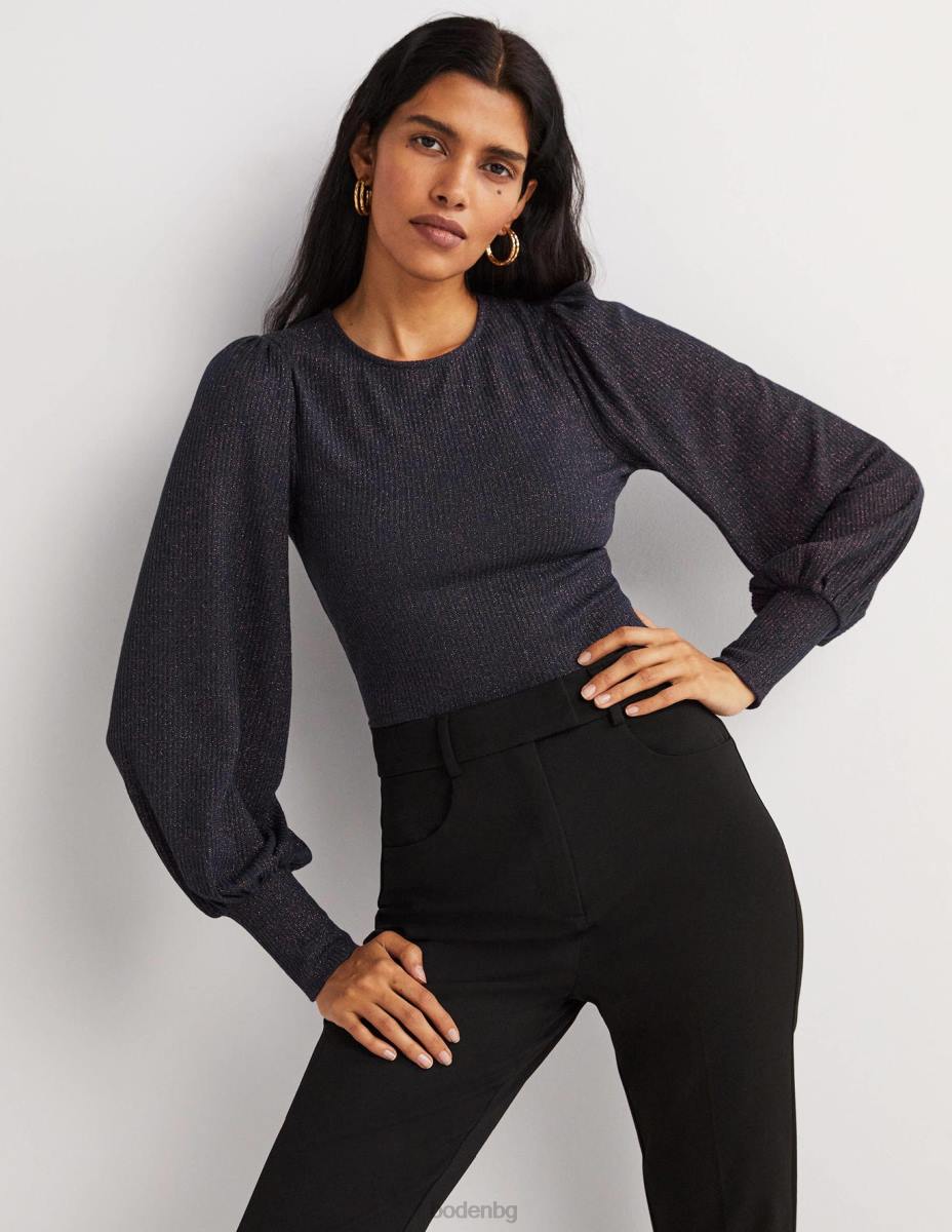 облекло Boden метален блузон с ръкави тъмносин/меден блясък Жени LL681994