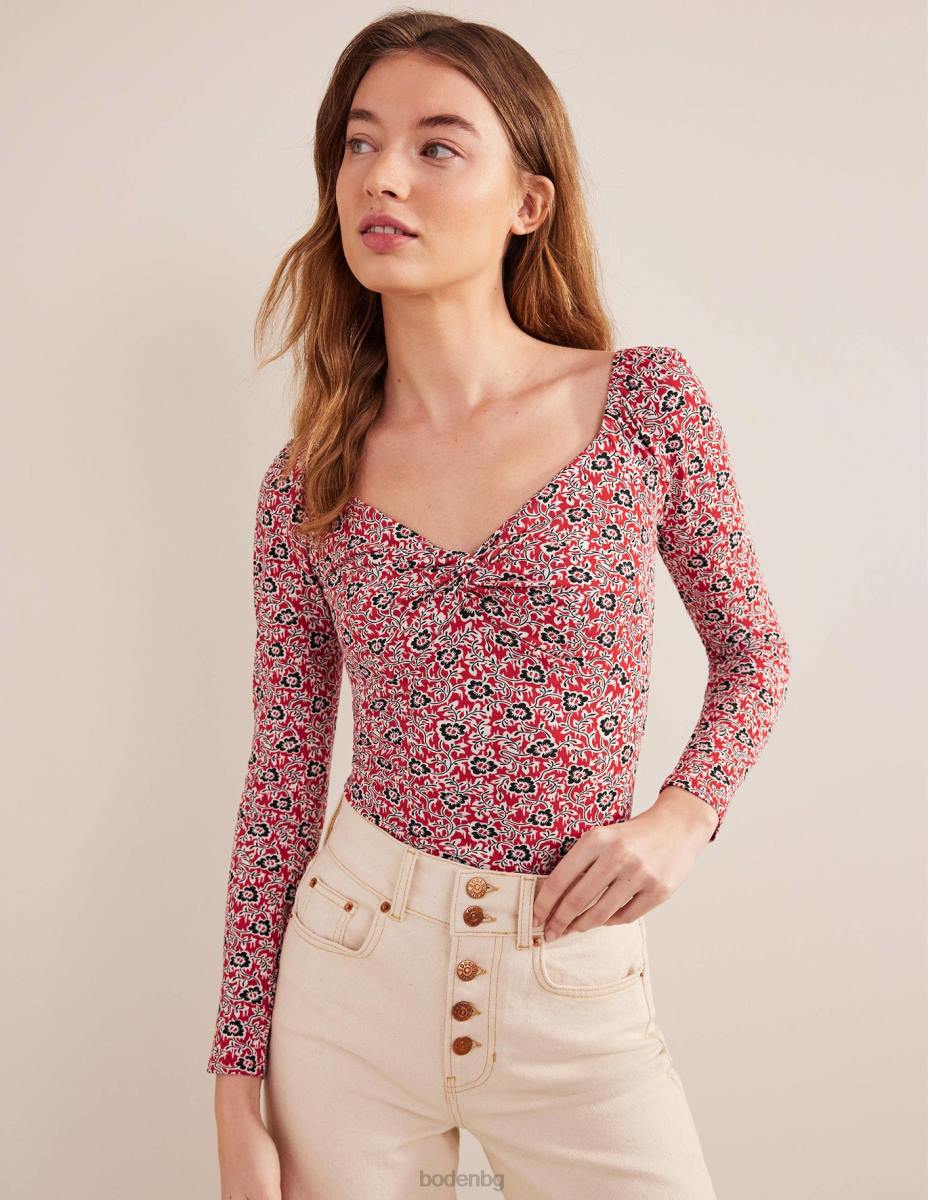 облекло Boden горнище от трико със сладурче домати & детелина вихър Жени LL682010