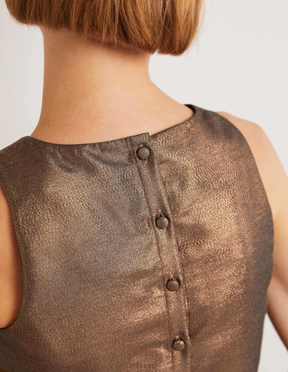 облекло Boden изрязан топ на скарлет бронзов лурекс Жени LL682012