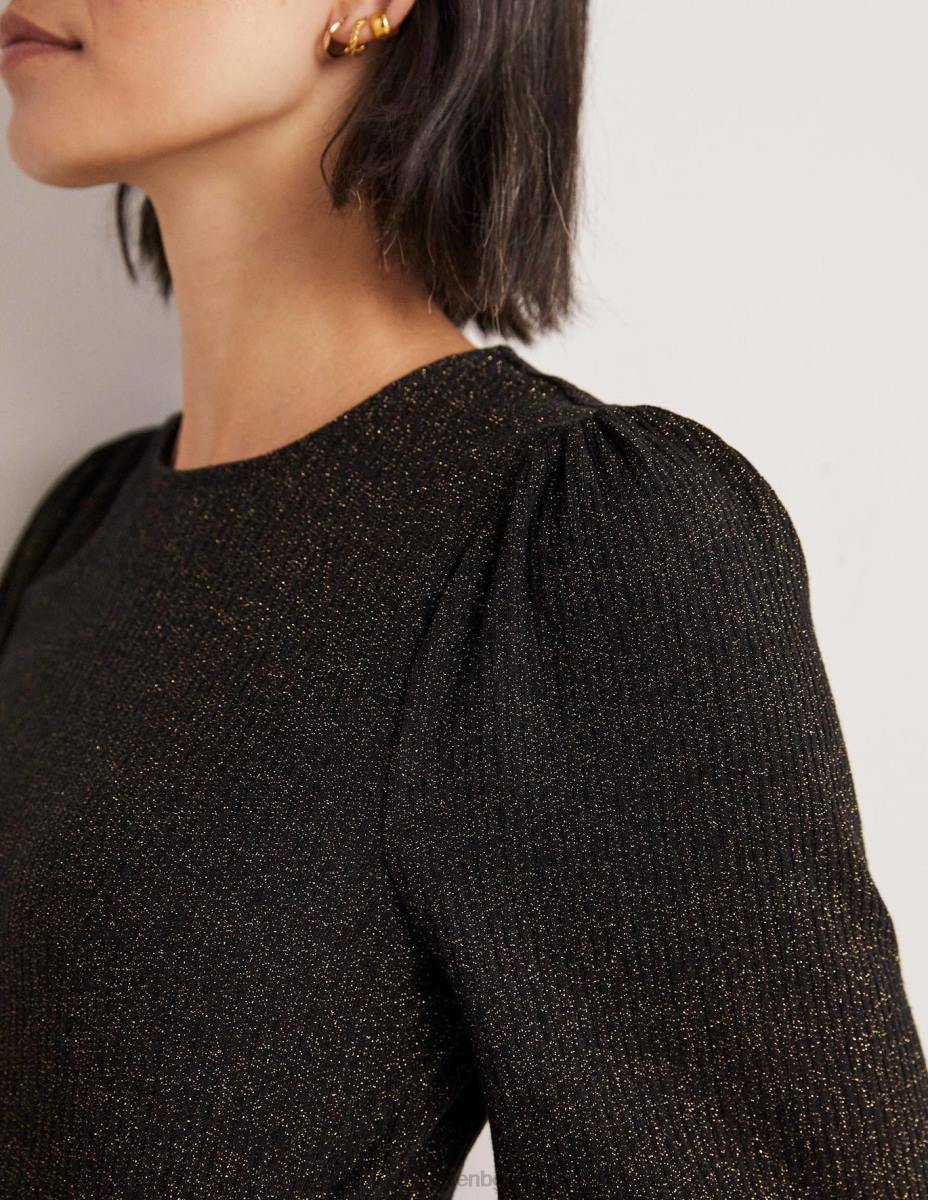 облекло Boden метален блузон с ръкави черен/златен блясък Жени LL682013