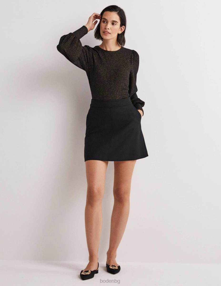 облекло Boden метален блузон с ръкави черен/златен блясък Жени LL682013