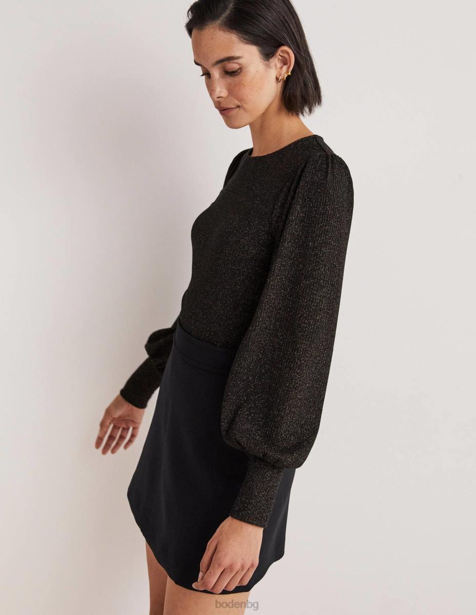 облекло Boden метален блузон с ръкави черен/златен блясък Жени LL682013