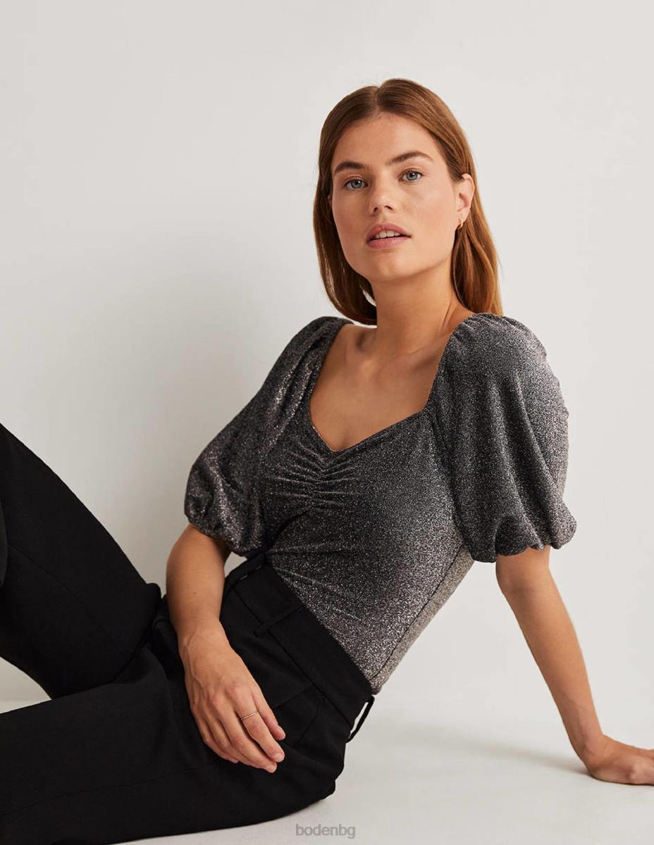 облекло Boden горна част от искрящо трико сребърен блясък Жени LL682032