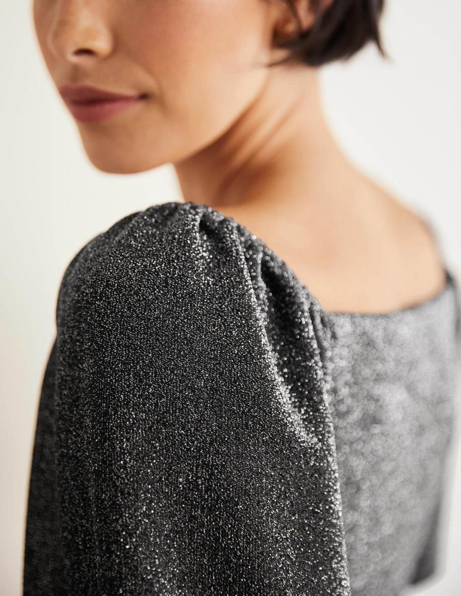 облекло Boden горна част от искрящо трико сребърен блясък Жени LL682032