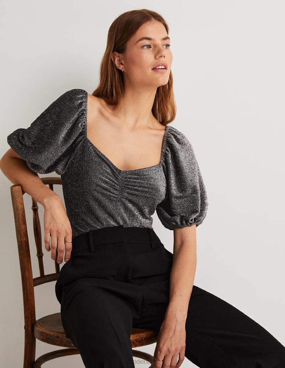 облекло Boden горна част от искрящо трико сребърен блясък Жени LL682032