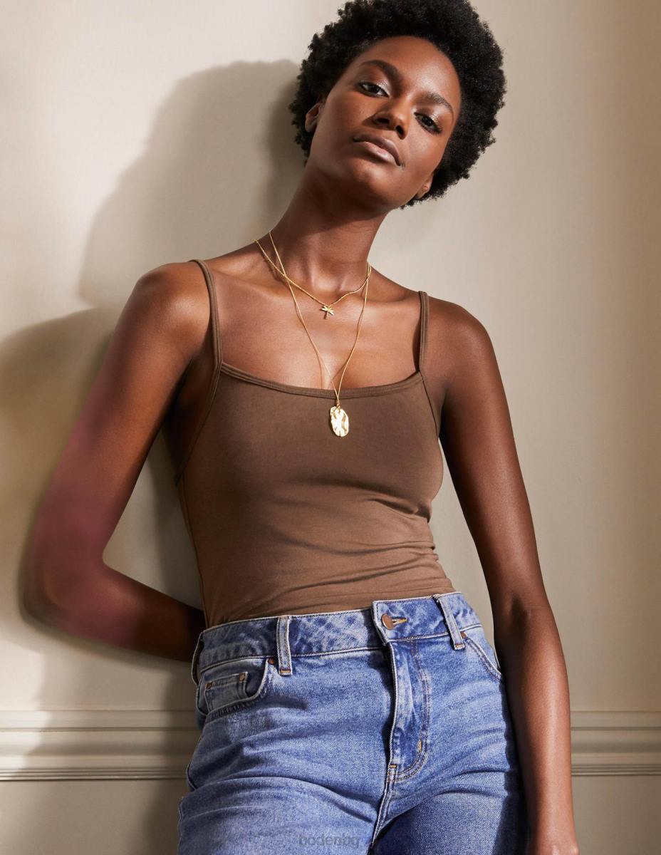 облекло Boden обикновен ками топ наситено кафяво Жени LL68205