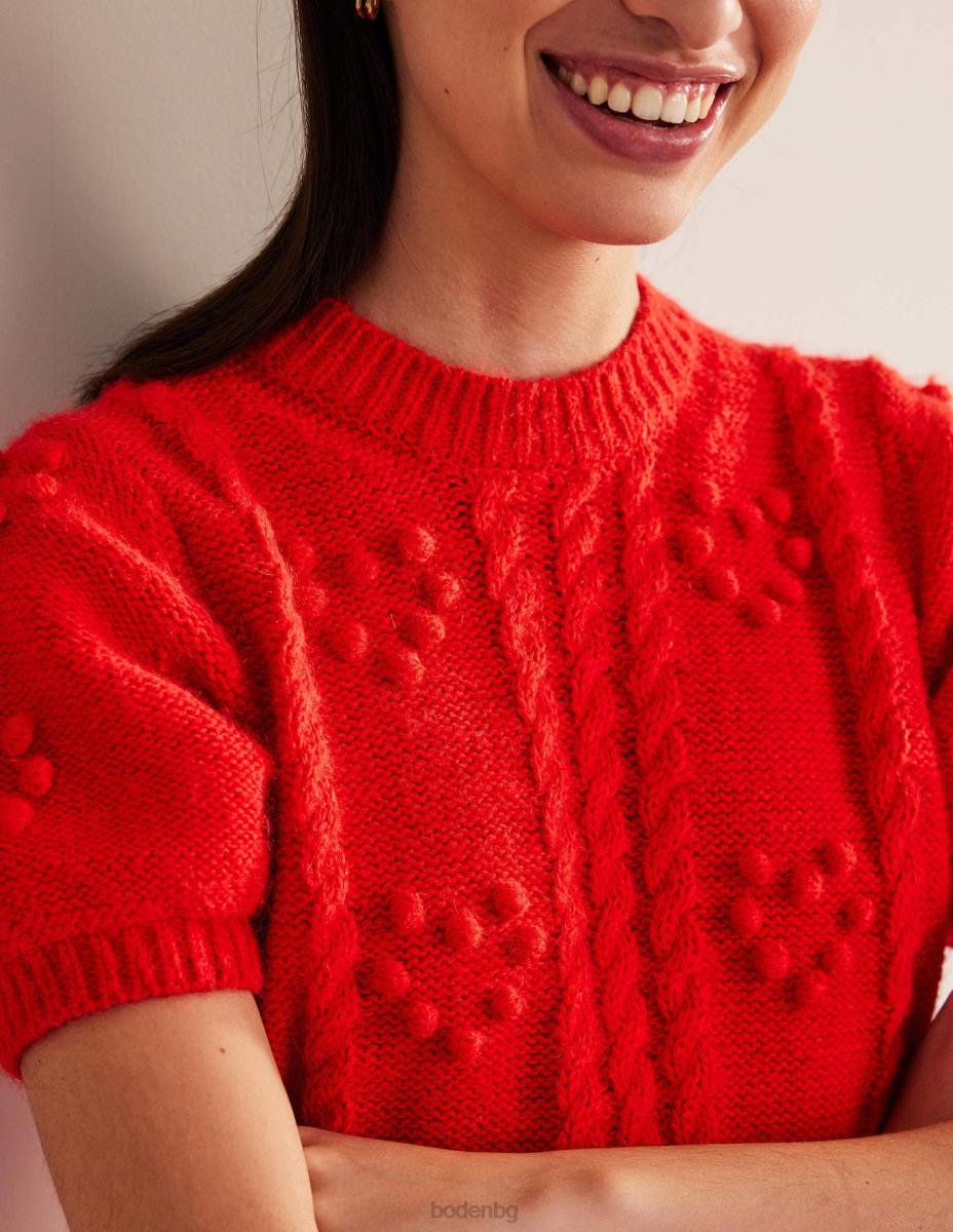 облекло Boden пухкав топ за Свети Валентин ягодов тарт червен Жени LL682057