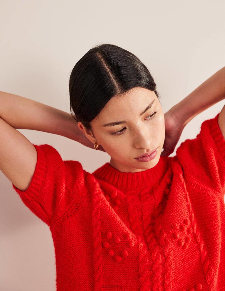 облекло Boden пухкав топ за Свети Валентин ягодов тарт червен Жени LL682057