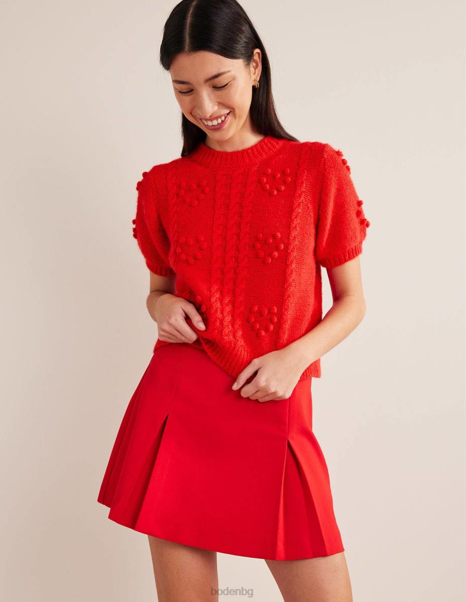 облекло Boden пухкав топ за Свети Валентин ягодов тарт червен Жени LL682057