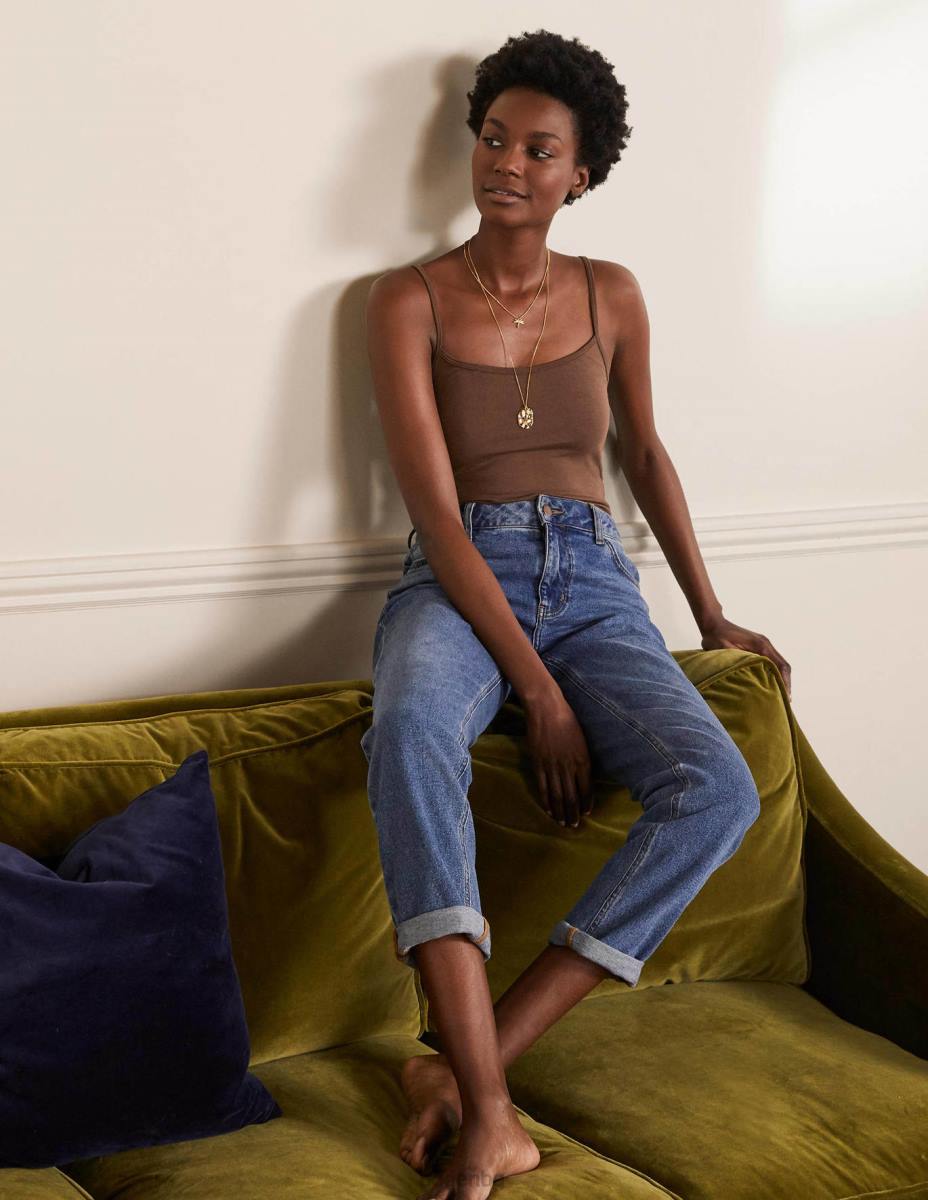 облекло Boden обикновен ками топ наситено кафяво Жени LL68205