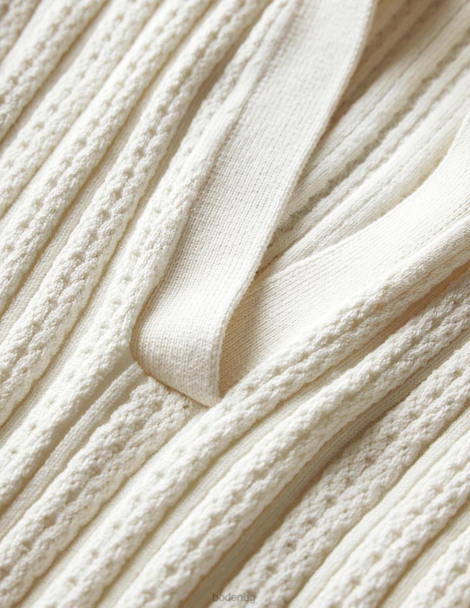 облекло Boden оребрена горна част с яка топла слонова кост Жени LL682109