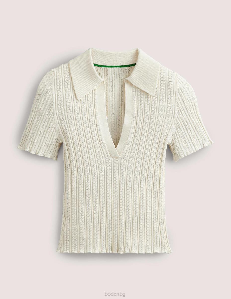 облекло Boden оребрена горна част с яка топла слонова кост Жени LL682109