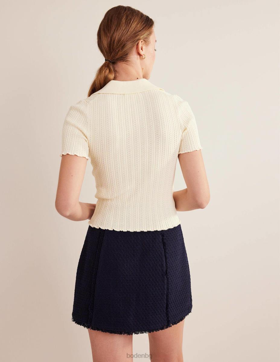 облекло Boden оребрена горна част с яка топла слонова кост Жени LL682109