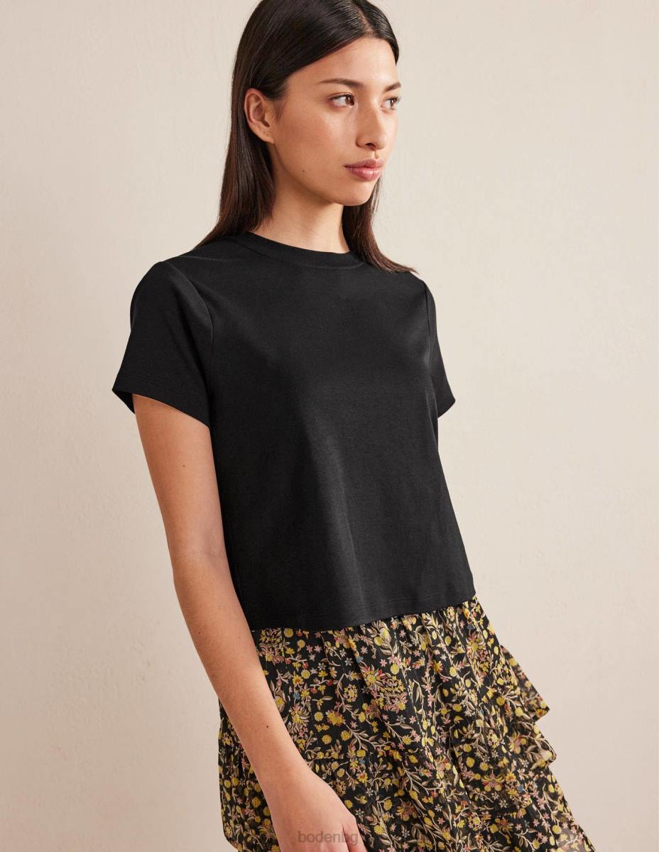 облекло Boden перфектна памучна изрязана тениска черен Жени LL682116