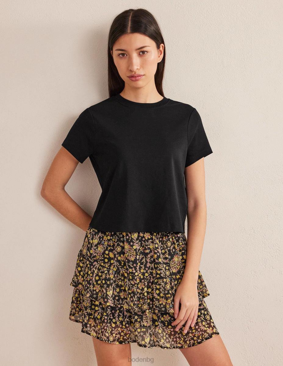 облекло Boden перфектна памучна изрязана тениска черен Жени LL682116