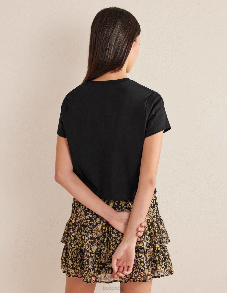 облекло Boden перфектна памучна изрязана тениска черен Жени LL682116
