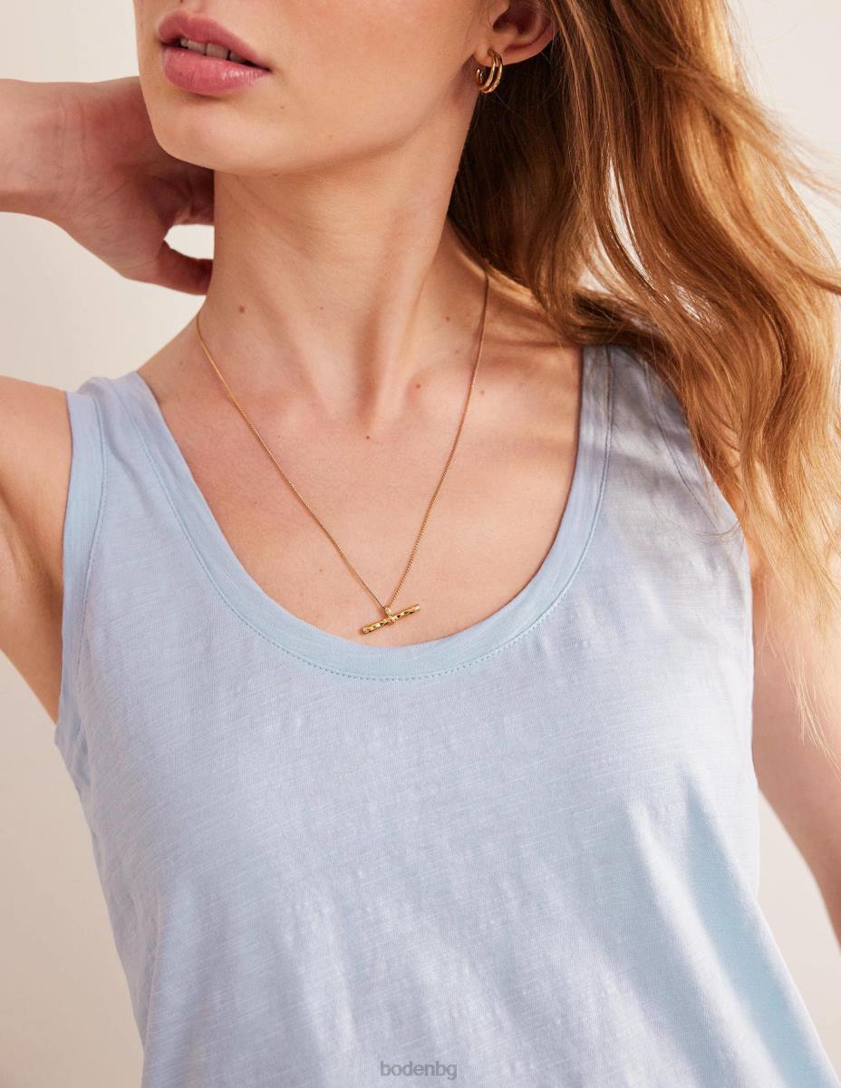 облекло Boden спокойна жилетка с широка деколте шамбре синьо Жени LL682168