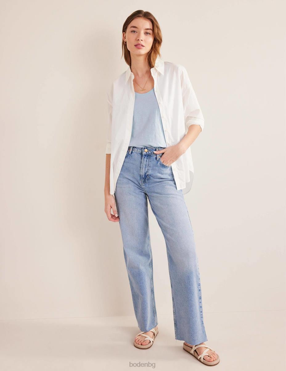 облекло Boden спокойна жилетка с широка деколте шамбре синьо Жени LL682168