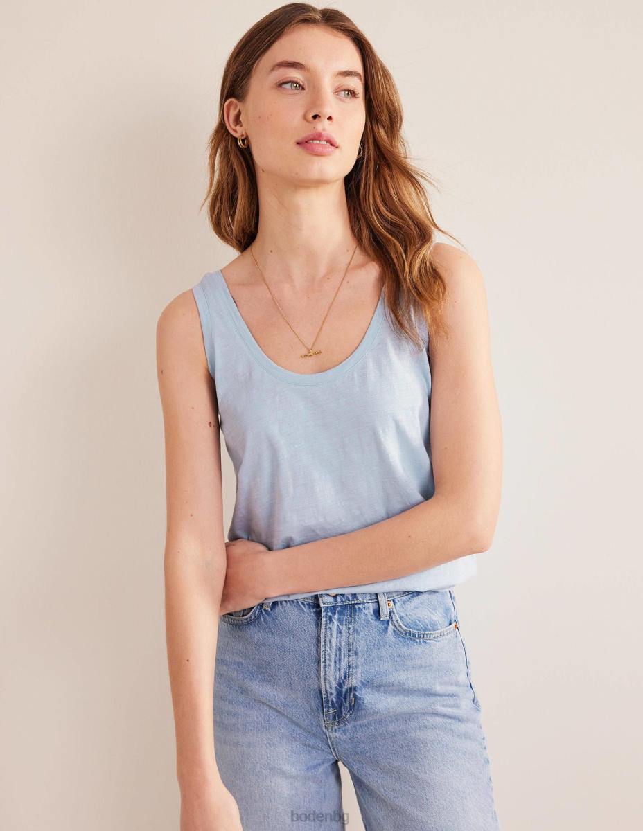 облекло Boden спокойна жилетка с широка деколте шамбре синьо Жени LL682168